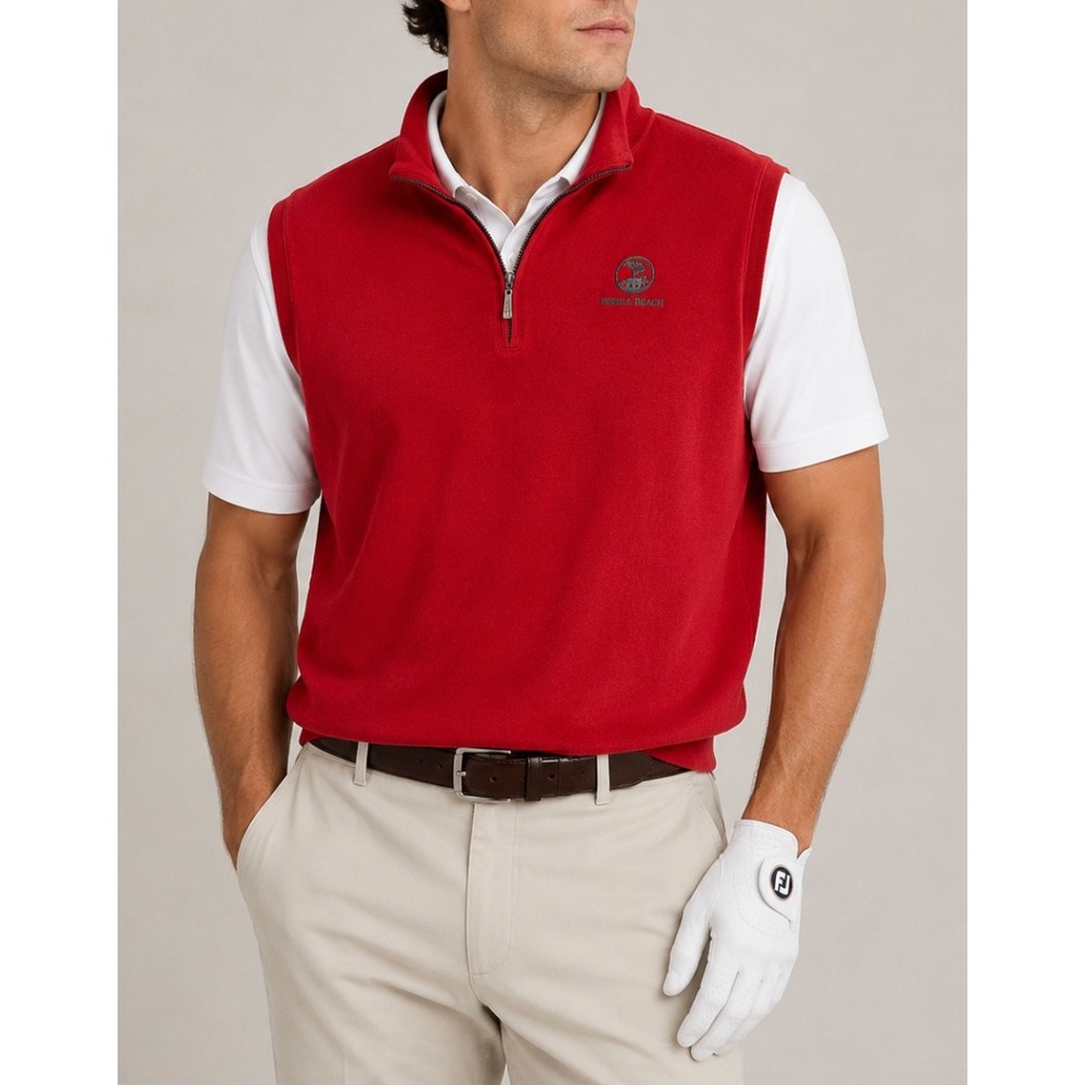 Carnoustie Pebble Beach 1919 XL Red Quarter Zip Golf Vest Partners n Pals Fleece